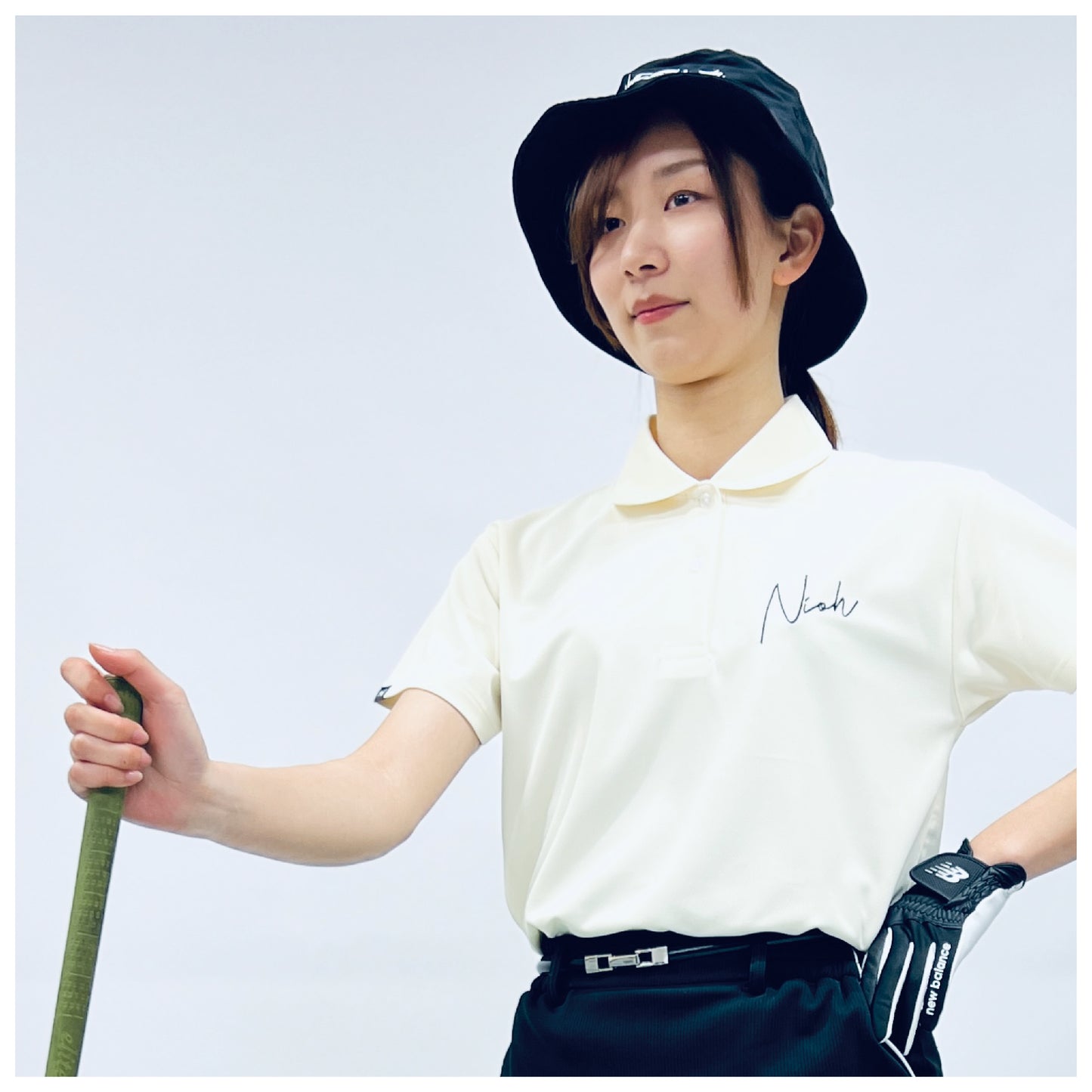 niohsportsLIGHT レディース スレッドロゴポロシャツ / アイボリー