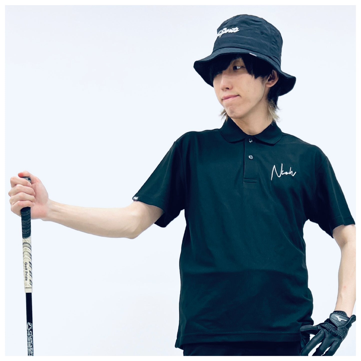 niohsportsLIGHT メンズ(ユニセックス) スレッドロゴポロシャツ / ブラック