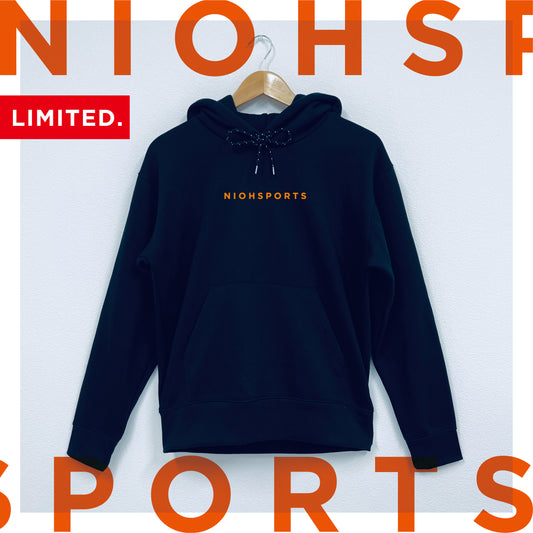 【数量限定】niohsportsLIGHT 裏起毛パーカー　/　ブラック ＆ オレンジ