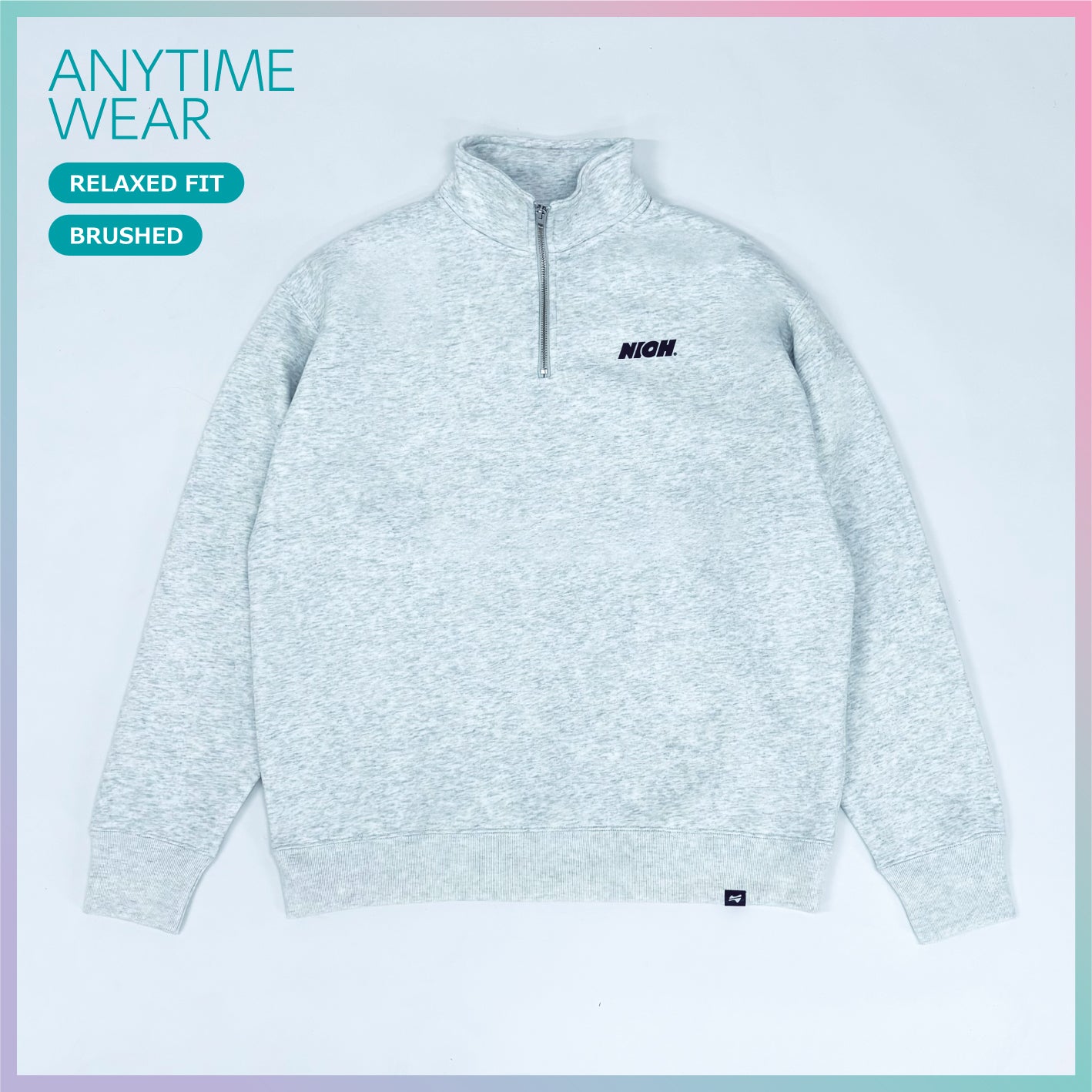 【裏起毛】リラックスフィットハーフジップスウェット　/　アッシュ