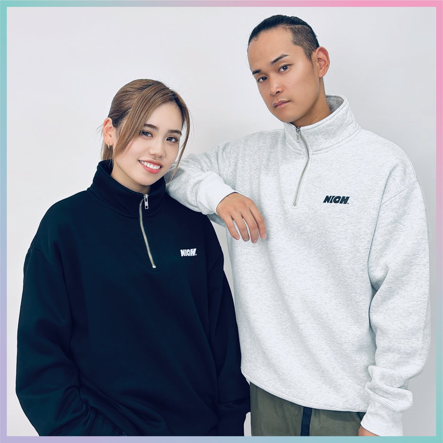 【裏起毛】リラックスフィットハーフジップスウェット　/　アッシュ