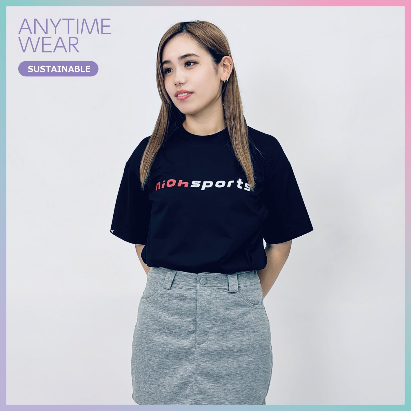 コットンライク ロゴドライＴシャツ　/　ブラック