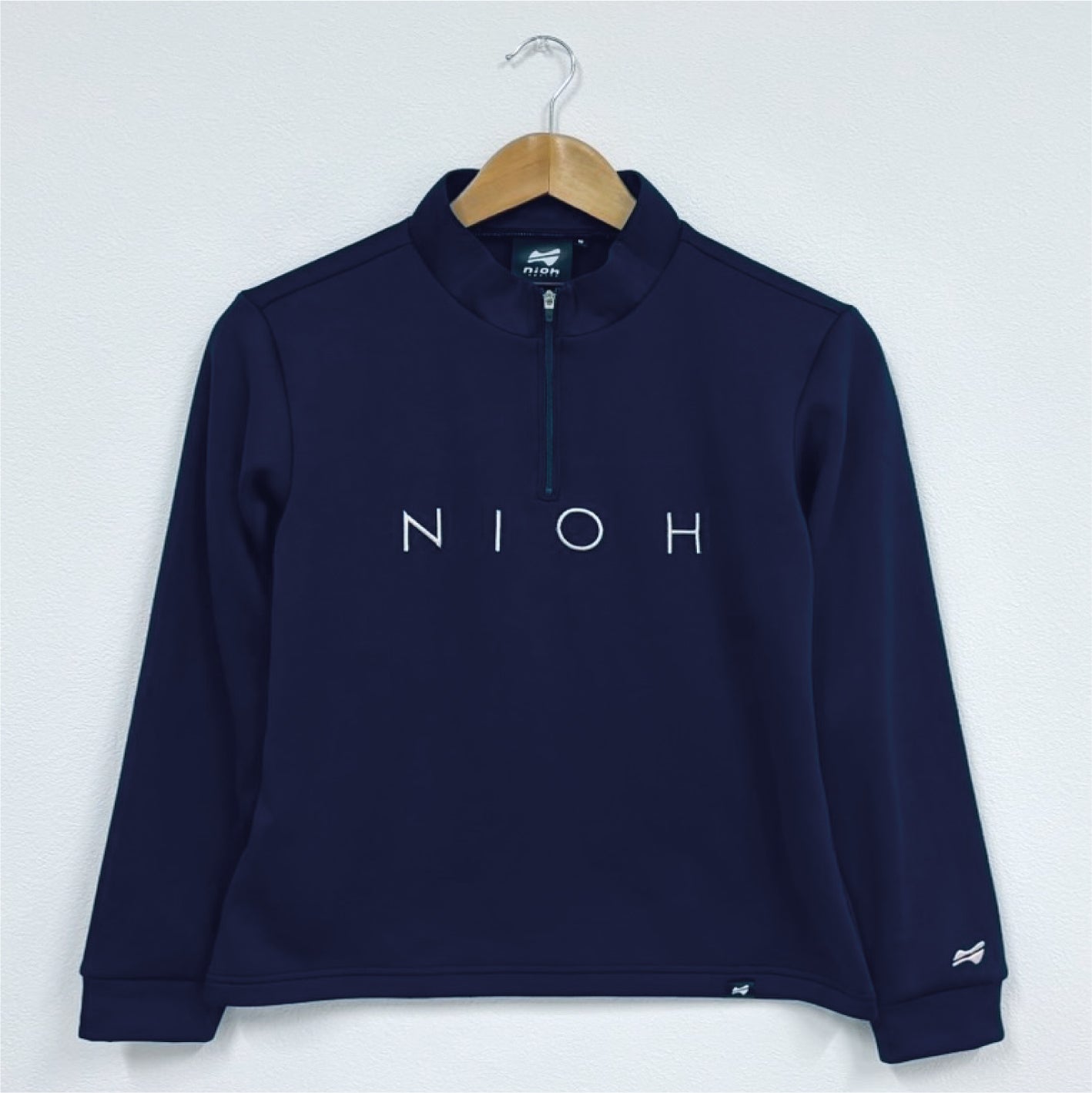 レディース エアライトログジップロングスリーブモックネックシャツ / ネイビー