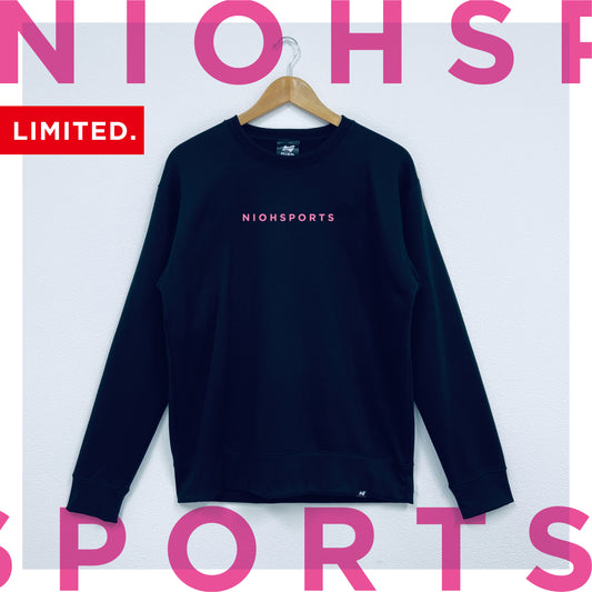 【数量限定】niohsportsLIGHT 裏起毛スウェットシャツ　/　ブラック ＆ ピンク