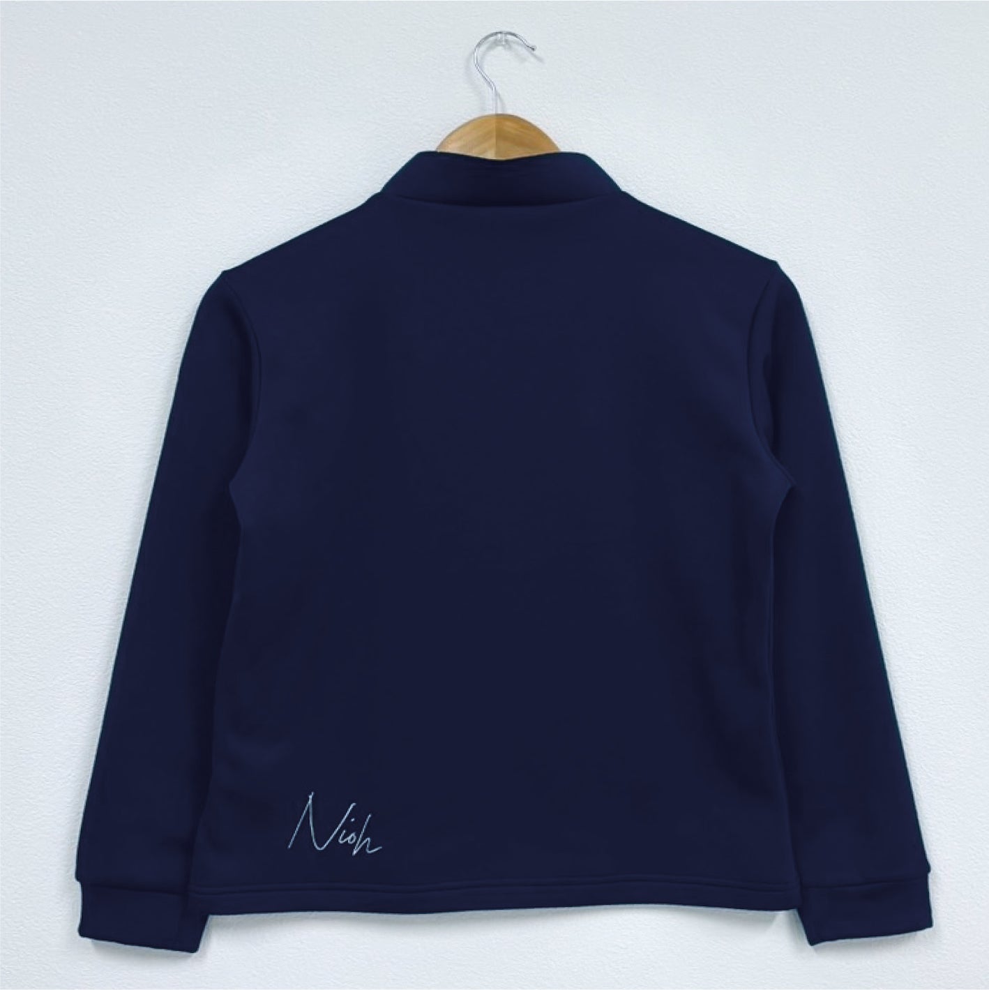 レディース エアライトログジップロングスリーブモックネックシャツ / ネイビー