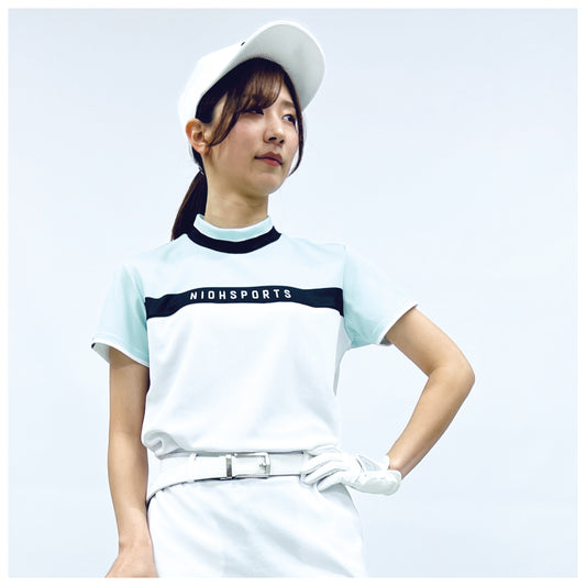 【2023年4月新発売】レディース パーシャルカラーモックネックシャツ / アイスグリーン