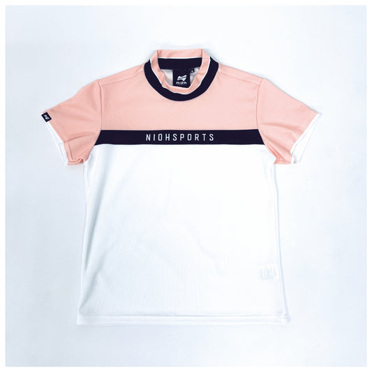 【2023年4月新発売】レディース パーシャルカラーモックネックシャツ / ペールピンク