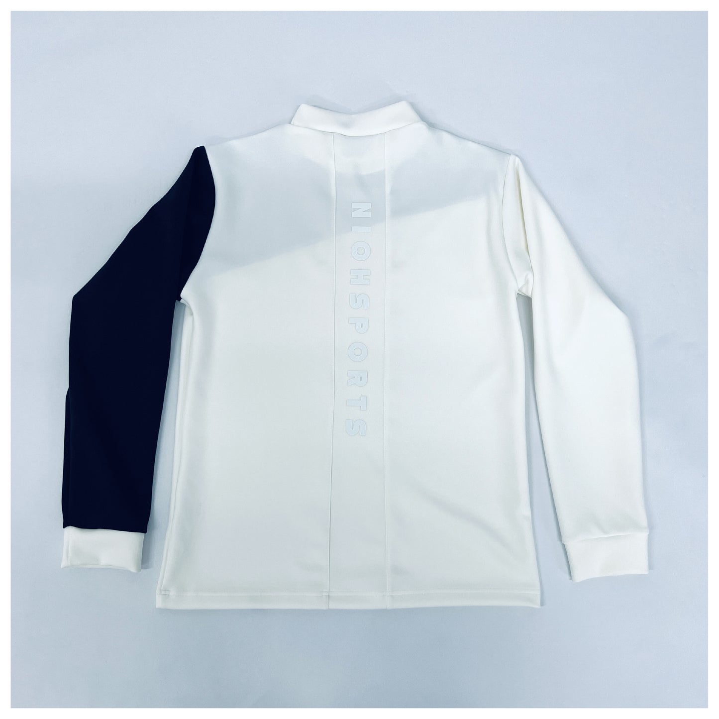メンズ ダンボールニット スイッチカラー ロングスリーブモックネックシャツ　/　ホワイト