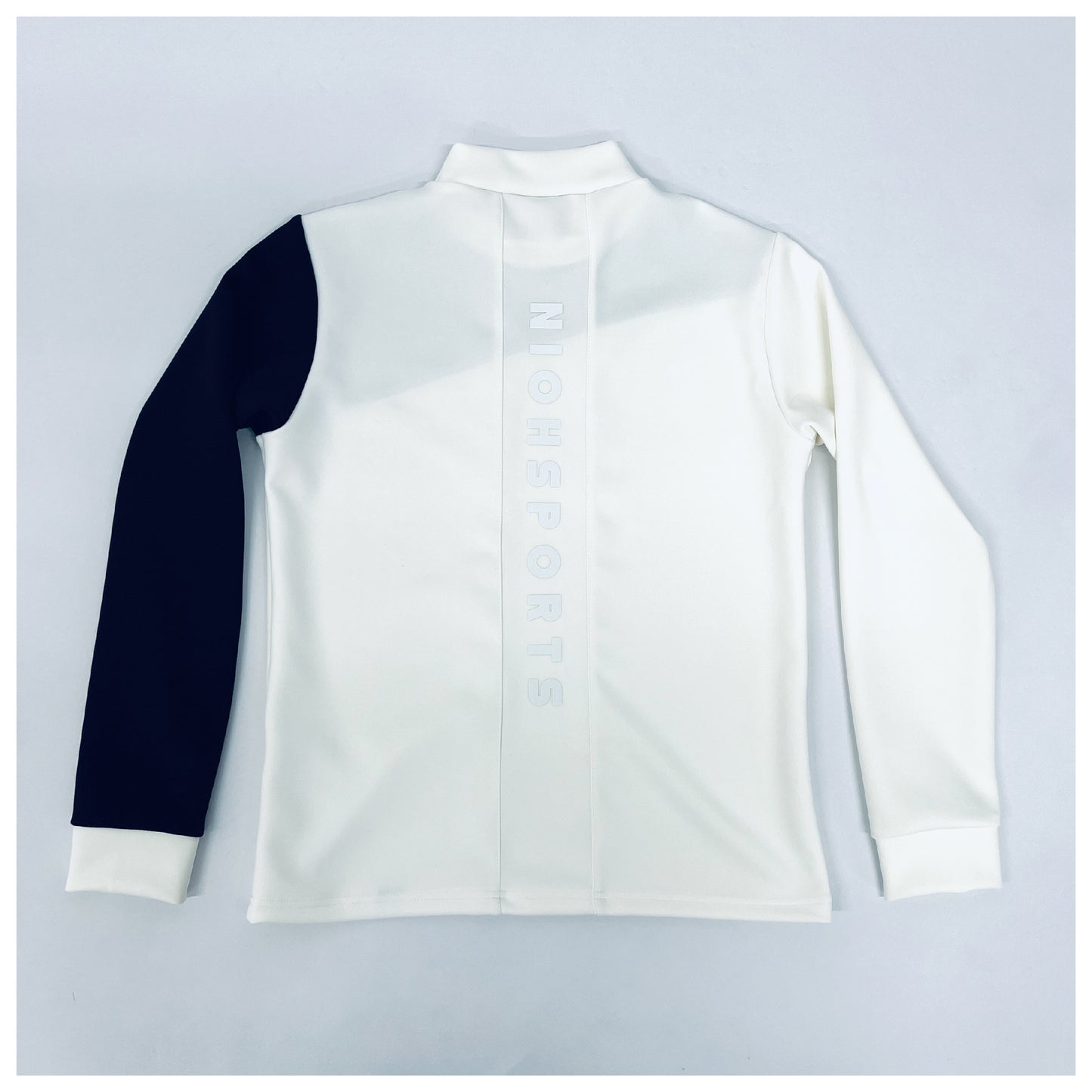 レディース ダンボールニット スイッチカラー  ロングスリーブモックネックシャツ　/　ホワイト