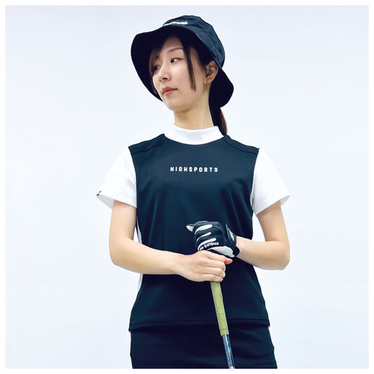 【2023年4月新発売】レディース スクエアラインモックネックシャツ / ブラック
