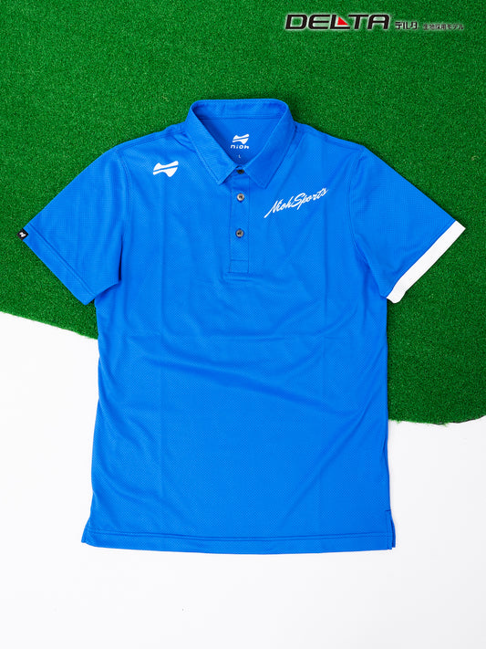 【お求めやすい価格になりました】メンズメッシュロゴゴルフ半袖ポロシャツ-ブルー