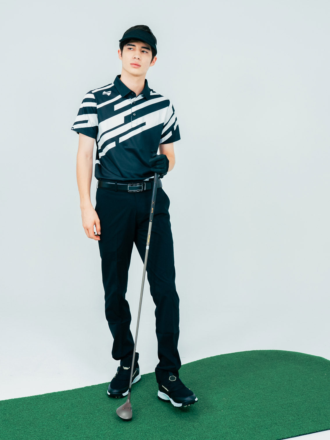 【お求めやすい価格になりました】メンズスラッシュゴルフ半袖ポロシャツ-ブラック