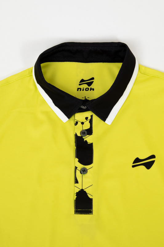 【お求めやすい価格になりました】キューブカモゴルフ半袖ポロシャツ-レモンイエロー