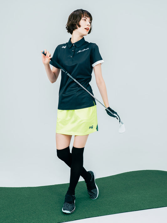【お求めやすい価格になりました】レディースメッシュロゴ半袖ゴルフポロシャツ-ブラック