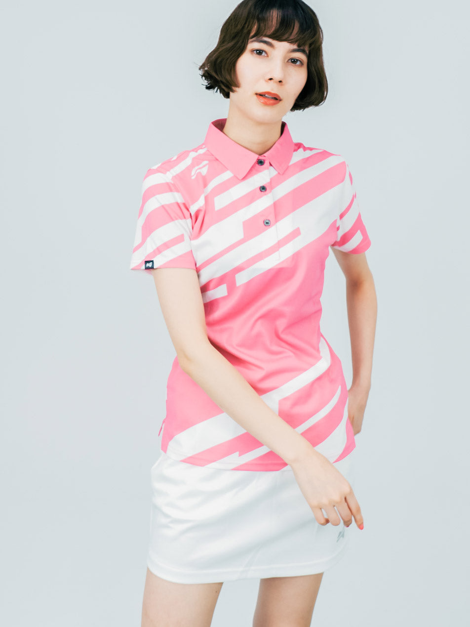 【お求めやすい価格になりました】レディーススラッシュゴルフ半袖ポロシャツ-ピンク
