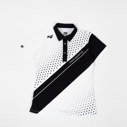 【お求めやすい価格になりました】レディースクロスドットゴルフ半袖ポロシャツ-ホワイト