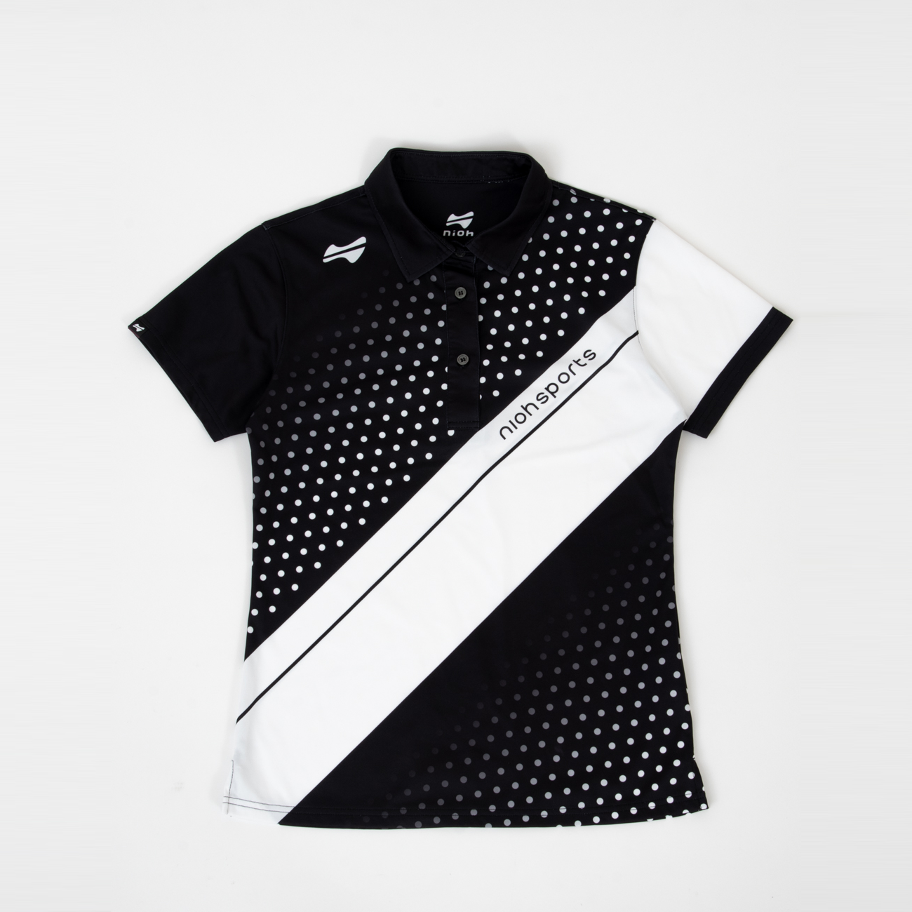 【お求めやすい価格になりました】レディースクロスドットゴルフ半袖ポロシャツ-ブラック