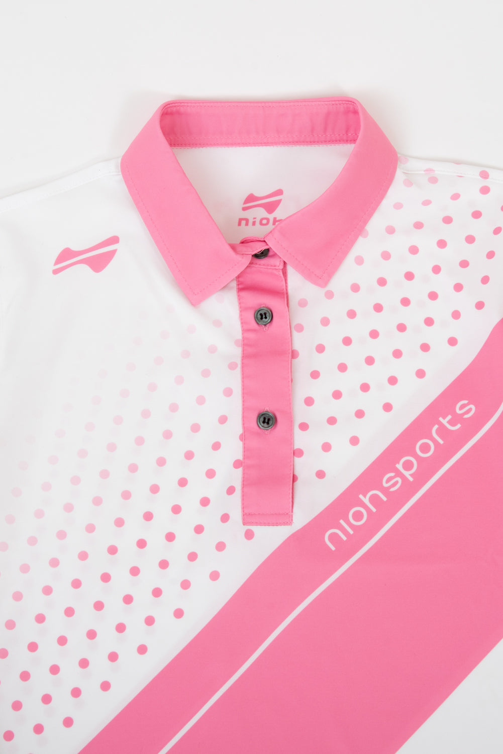【お求めやすい価格になりました】レディースクロスドットゴルフ半袖ポロシャツ-ピンク